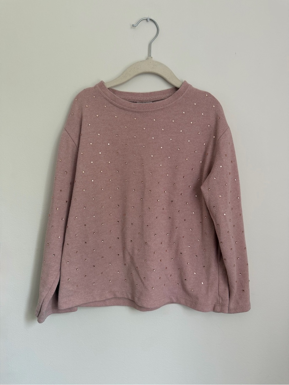 Zara Kids Embellished Dusty Rose Crewneck Sweater (Size 7)
